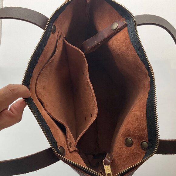 Portland Leather Goods Distressed Leather Tote Bag Brown Lava Boho - Picture 10 of 14